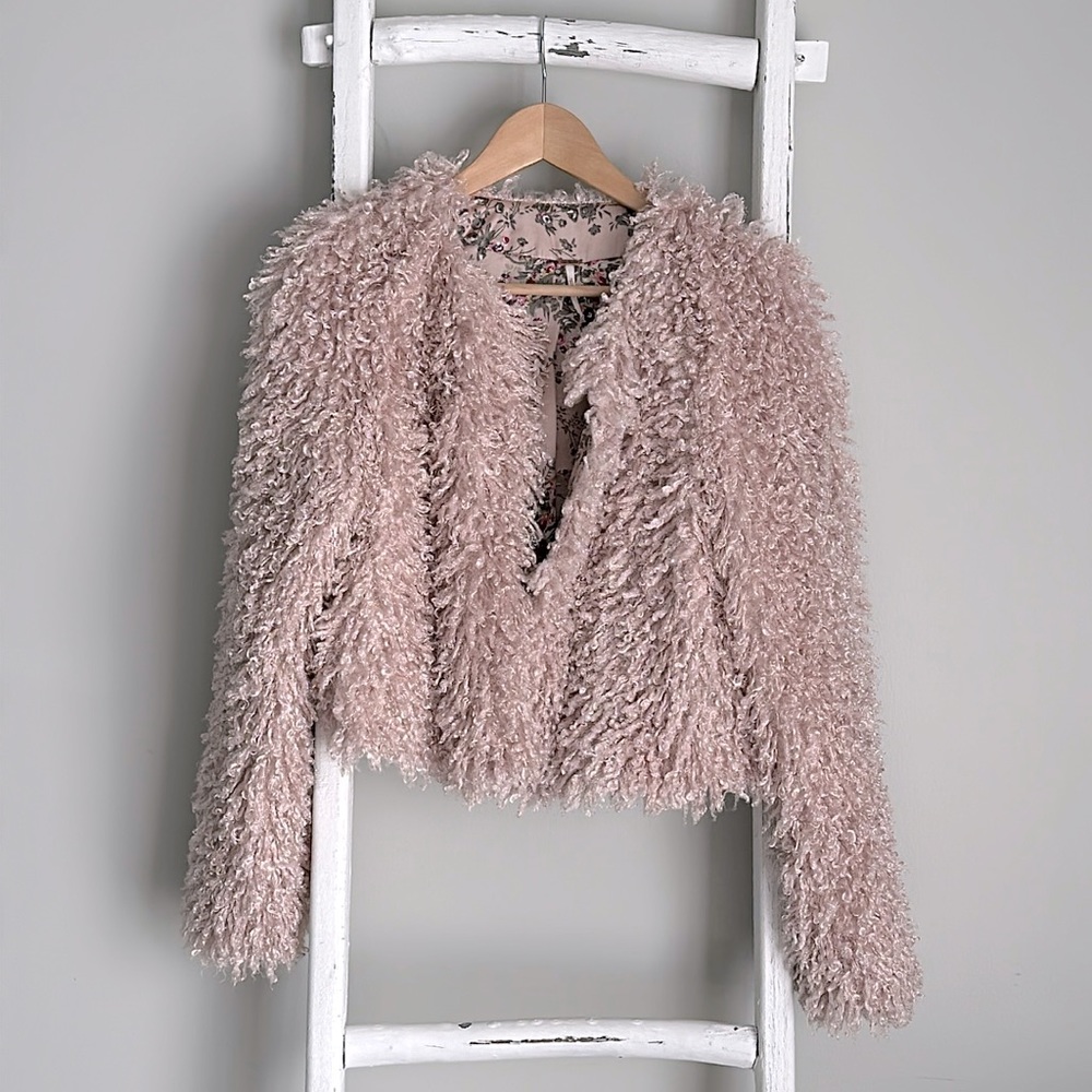 Free People faux fur jacket size 4